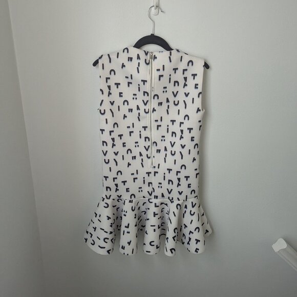 Maje White/Navy Rosy Pendlum Ruffle Letters Dress, Small - Picture 3 of 6